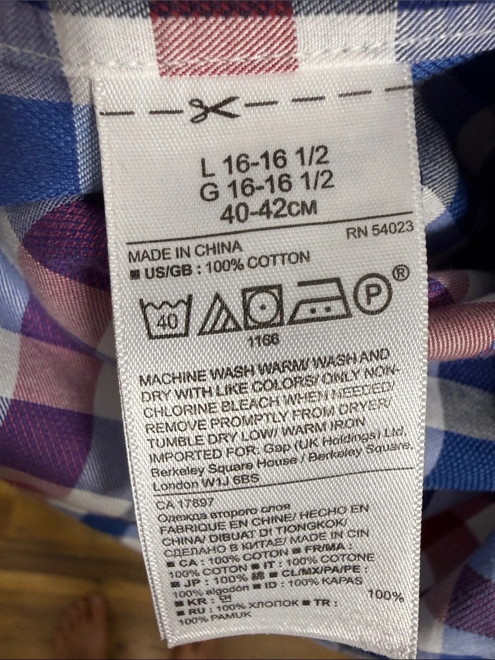 Banana Republic Red, Blue & White Plaid Button-Down Shirt Camden Fit Large